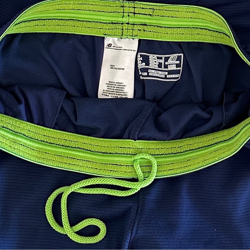 New Balance Track Pants L Basketball Warmups Seahawks Colors Navy Neon Green - Picture 3 of 6